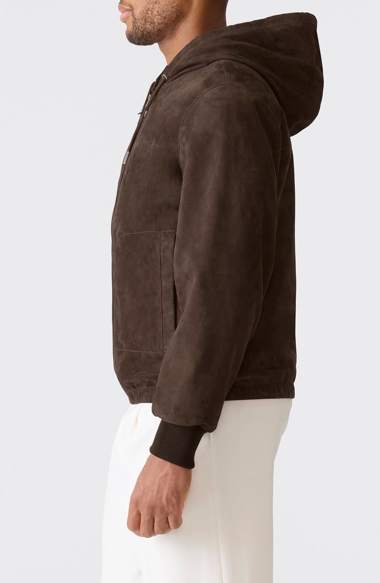 Mackage Sylas Hooded Suede Jacket, Alternate, color, Umber