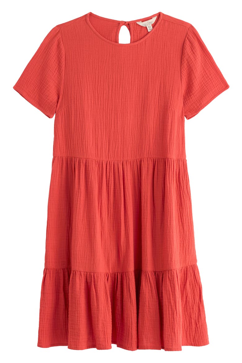 Pebble Comb Organic Cotton Double Gauze Dress, Alternate, color, CARNELIAN