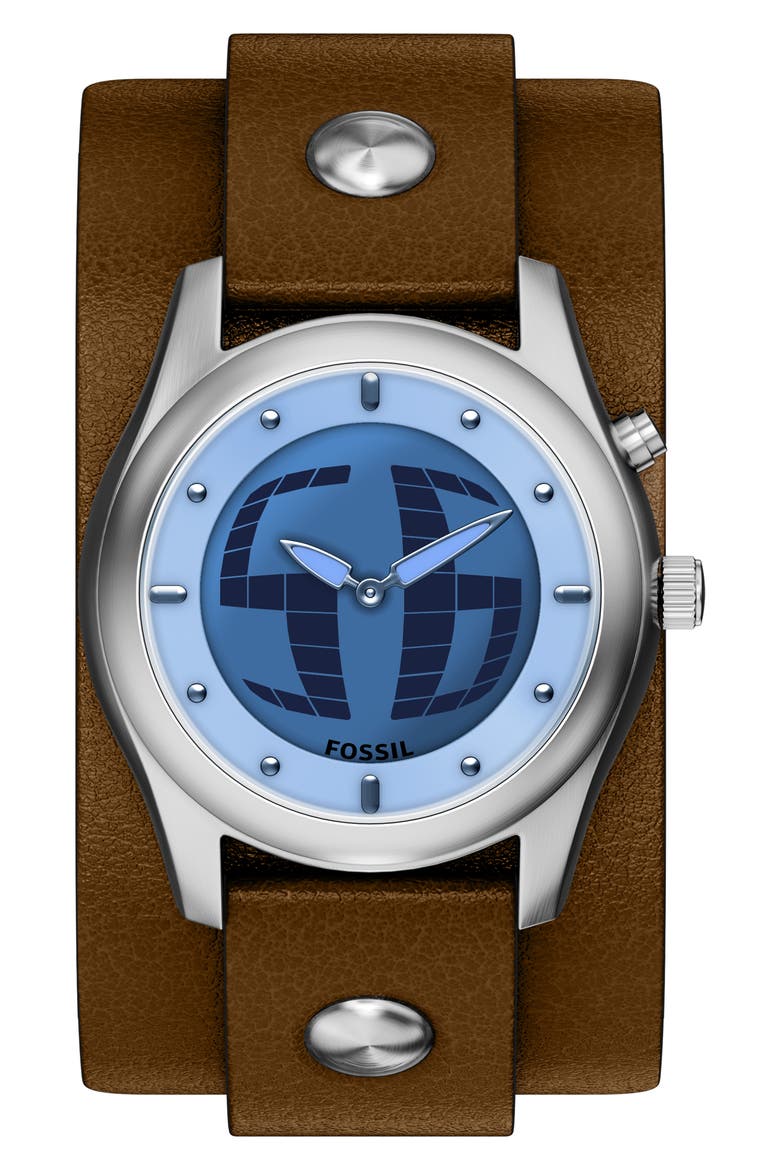 Archival Big Tic® Anadigi Leather Strap Watch, 40mm, Main, color, BROWN