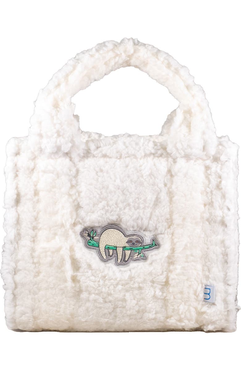 mimish Kids' Faux Shearling Tote, Main, color, Lounging Sloth