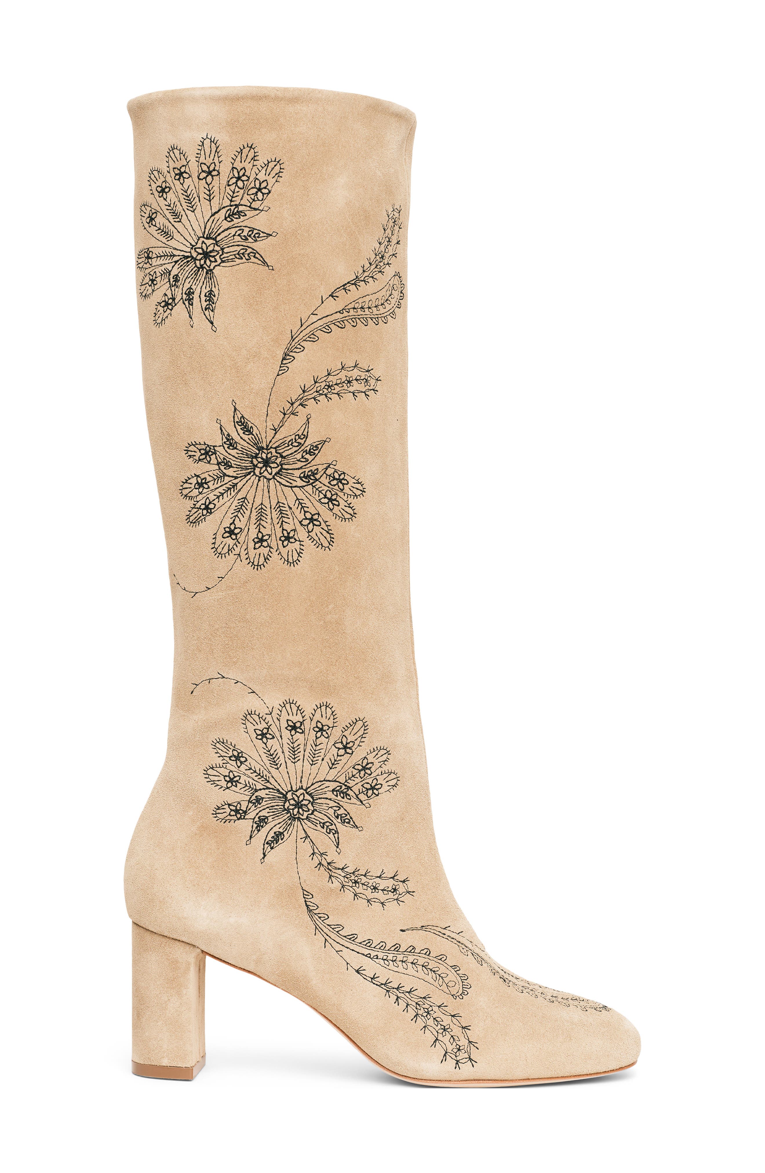 Dani Embroidered Knee High Boot, Alternate, color, BROWN SUGAR