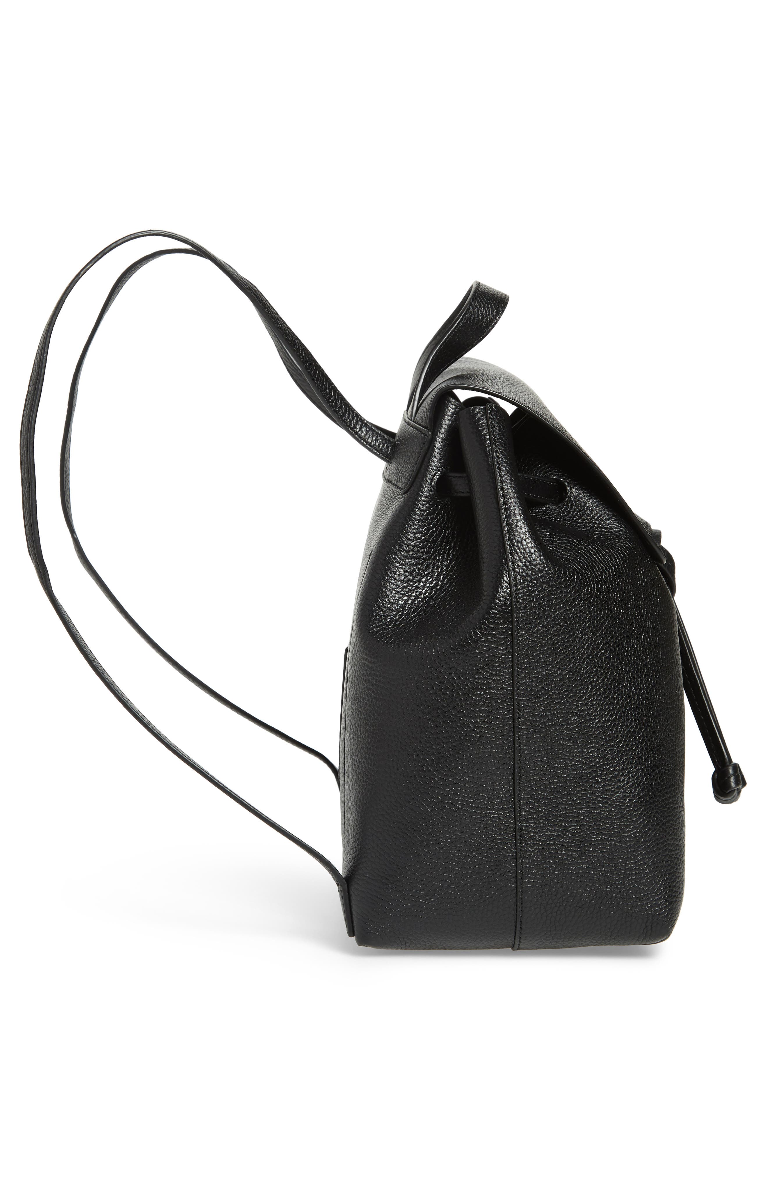 Medium Leather Backpack, Alternate, color, BLACK