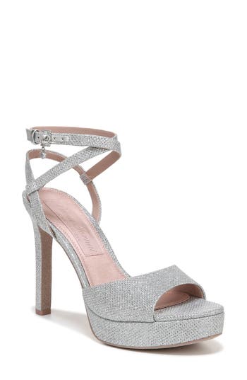 Naturalizer Pnina Tornai For Ai Ankle Strap Platform Sandal In Silver Glitter Fabric