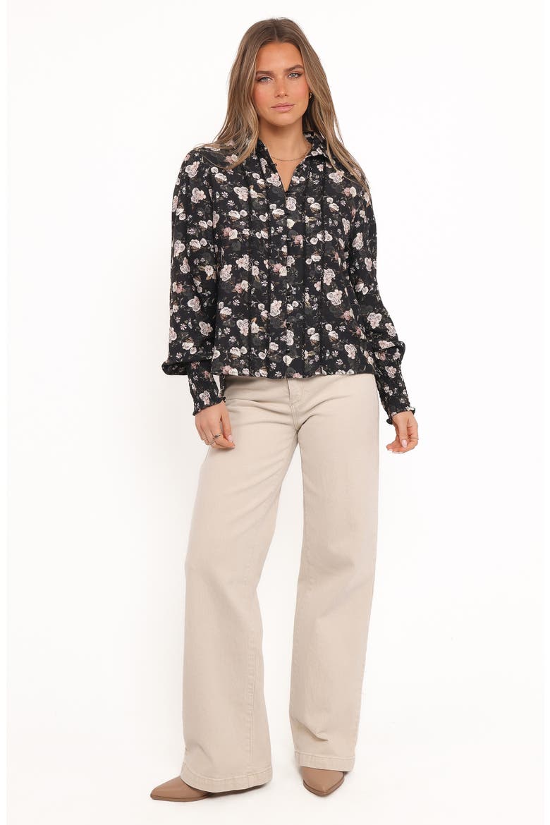 Parsons Floral Lace Trim Button-Up Shirt, Alternate, color, DARK FLORAL