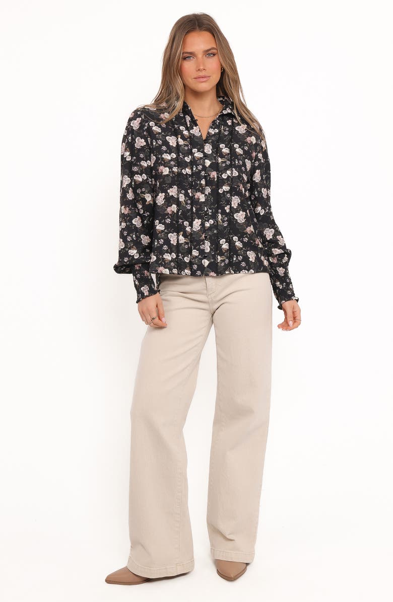 Petal & Pup Parsons Floral Lace Trim Button-Up Shirt, Alternate, color, Dark Floral