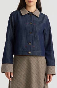 Hunter Plaid Detail Denim Jacket
