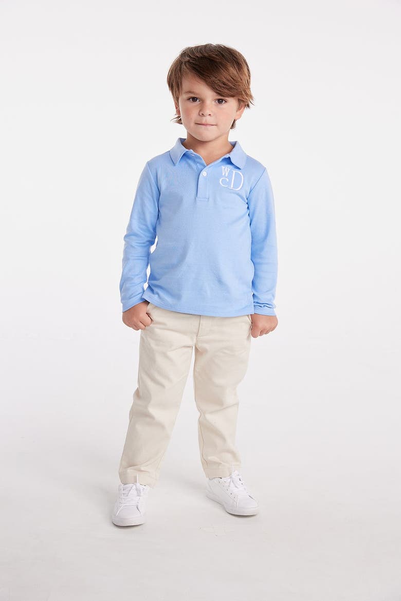 Kids' Solid Long Sleeve Polo, Alternate, color, Light Blue