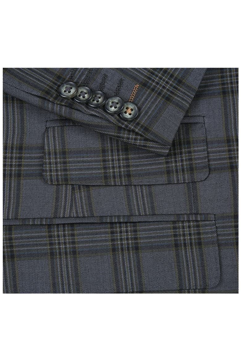 Trim Fit Green Plaid Two Button Peak Lapel Suit, Alternate, color, GREEN