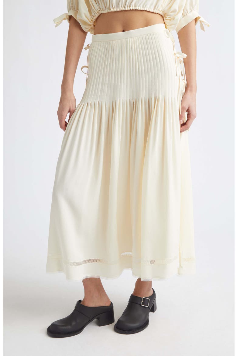 Side Bows Crepe Midi Skirt, Main, color, ECRU