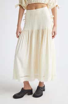 Side Bows Crepe Midi Skirt