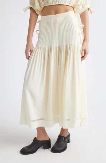 Side Bows Crepe Midi Skirt