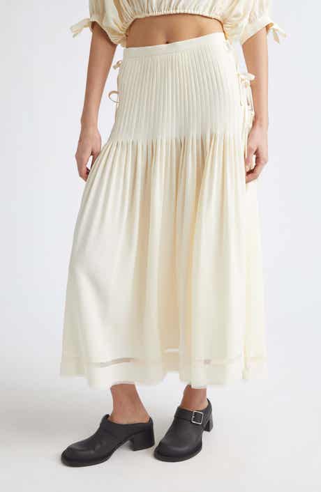 Side Bows Crepe Midi Skirt