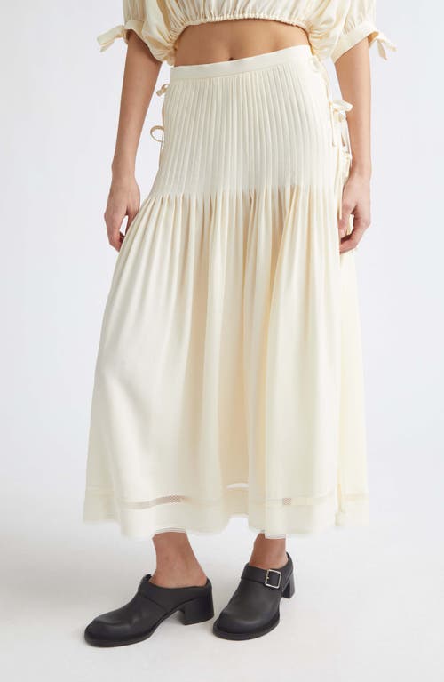 Rabanne Side Bows Crepe Midi Skirt in Ecru at Nordstrom, Size 40