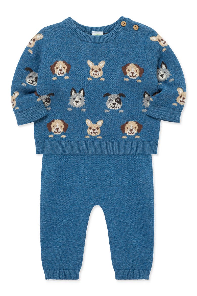 Puppy Paws Cotton Sweatshirt & Sweatpants Set, Alternate, color, BLUE