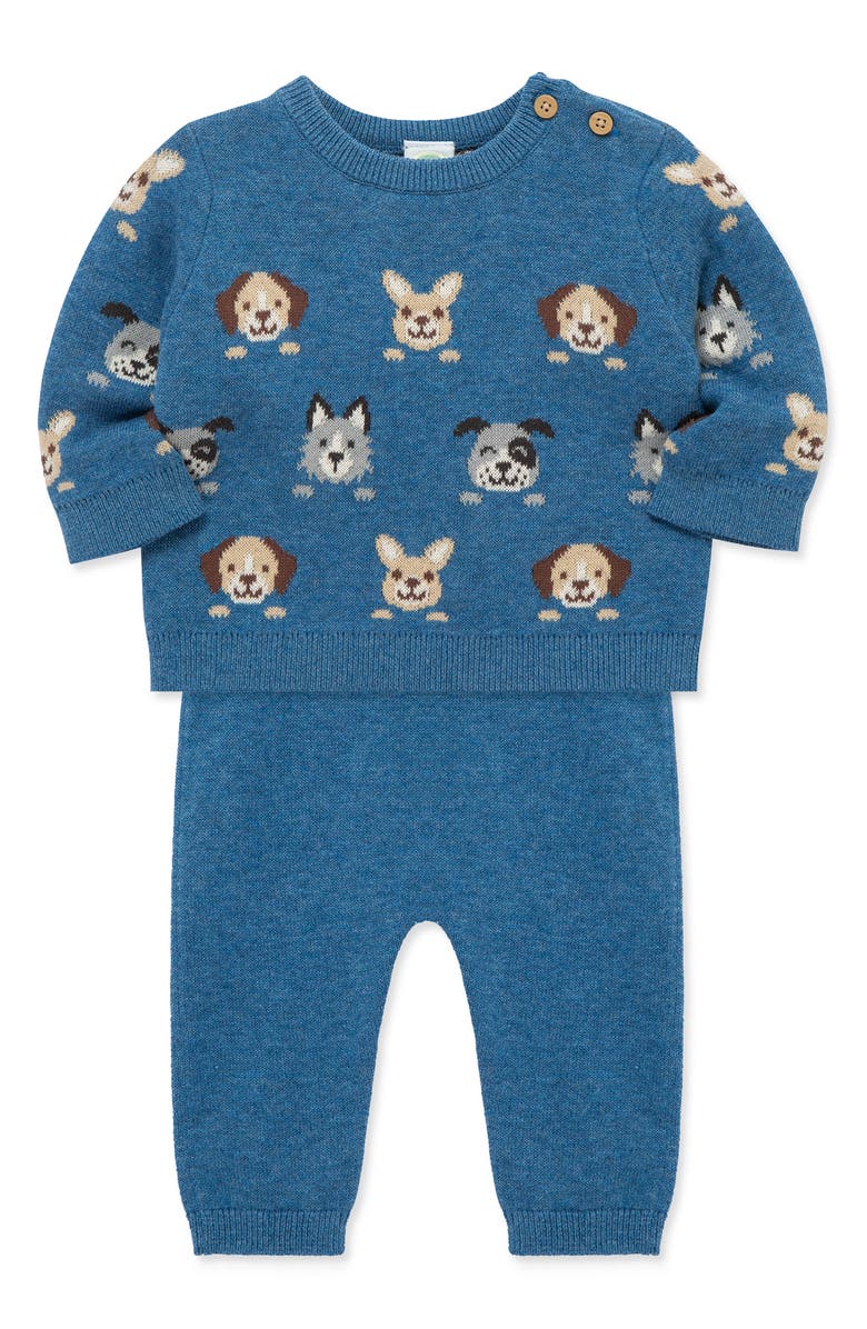 Little Me Puppy Paws Cotton Sweatshirt & Sweatpants Set, Alternate, color, Blue