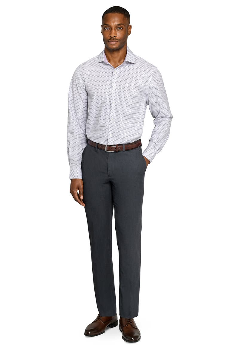 Regular Fit Duo Geo Print Performance Dress Shirt, Alternate, color, WHITE/ BLACK/ RED