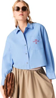 maje Pleated Back Embroidered Shirt