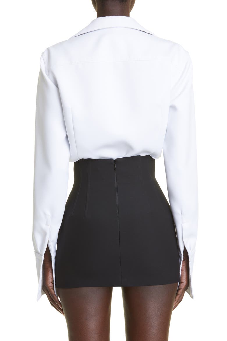 Long Sleeve Satin Bodysuit, Alternate, color, WHITE