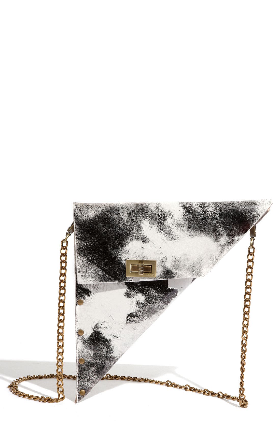 'Pyramid' Clutch, Main, color, BLACK/ WHITE