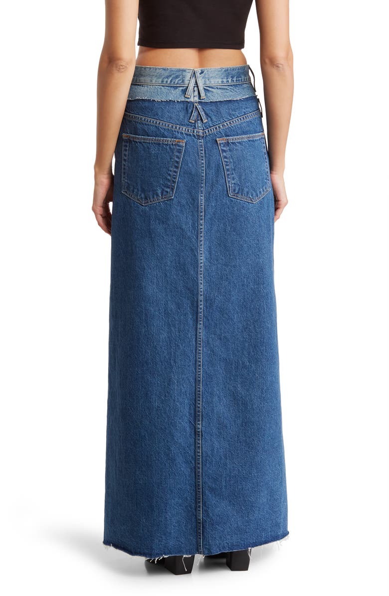SLVRLAKE Re-Work Dallas Double High Waist Organic Cotton Denim Maxi Skirt, Alternate, color,