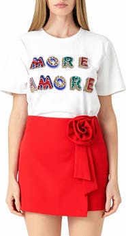 Endless Rose More Amore Embellished Cotton Graphic Shirt