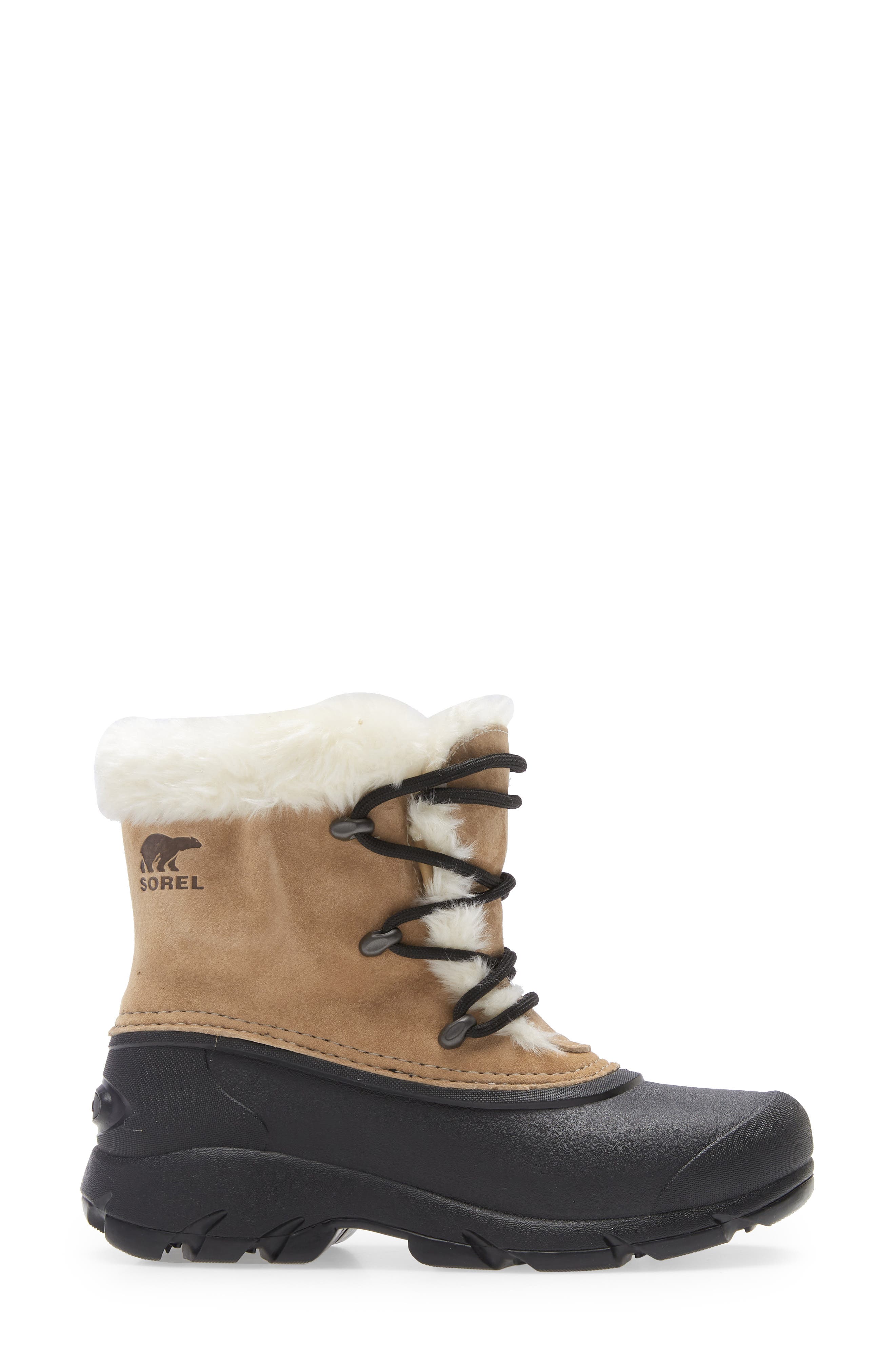 SOREL Snow Angel Faux Fur Detail Waterproof Boot, Alternate, color, Rootbeer