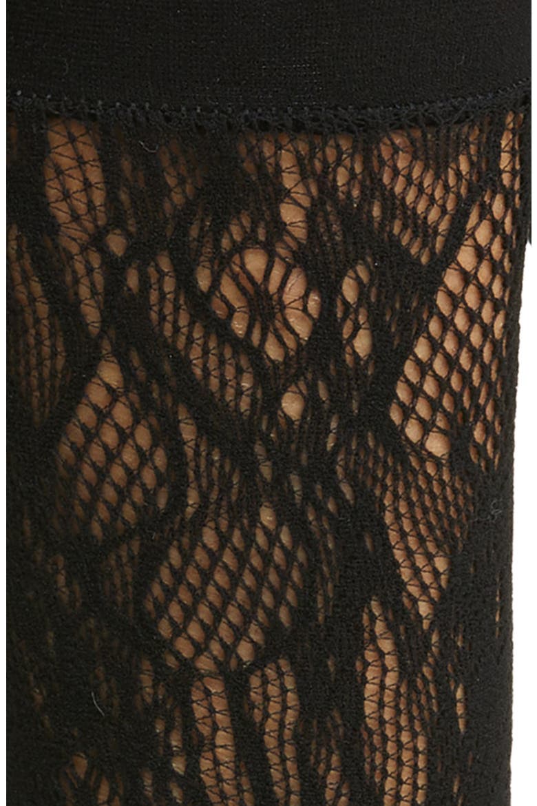 Coco Bow Lace Crew Socks, Alternate, color, BLACK