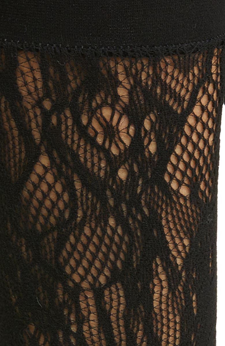 HIGH HEEL JUNGLE Coco Bow Lace Crew Socks, Alternate, color, Black