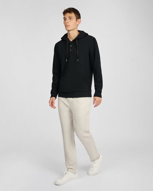 Onia Waffle Half Button Hoodie In Black