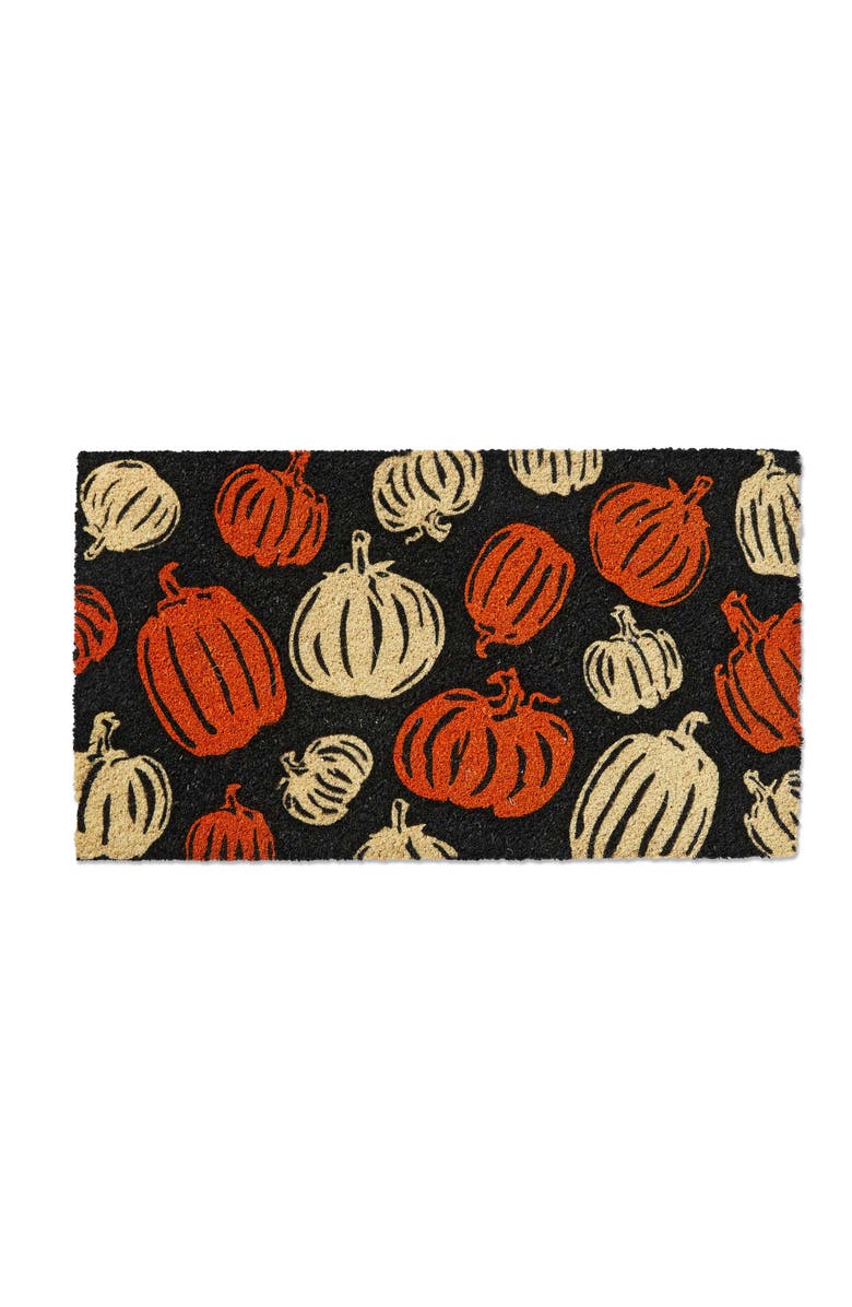 tag Thanksgiving Pumpkins PVC Coir Door Mat - Black Multi Design, Main, color, Black