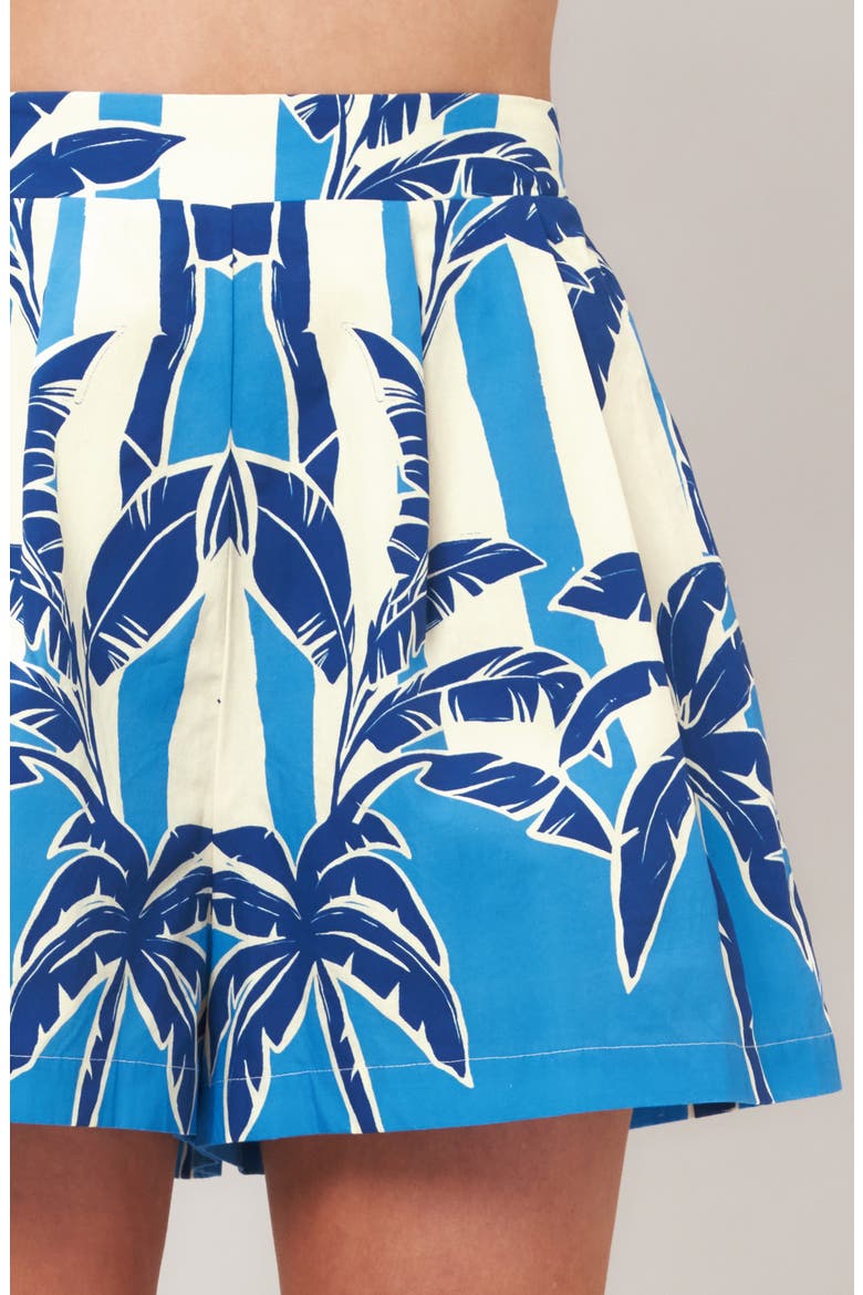 Printed High Waist Shorts, Alternate, color, BLUE