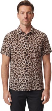 Lords of Harlech Leopard Mens Linen Button-up Shirt