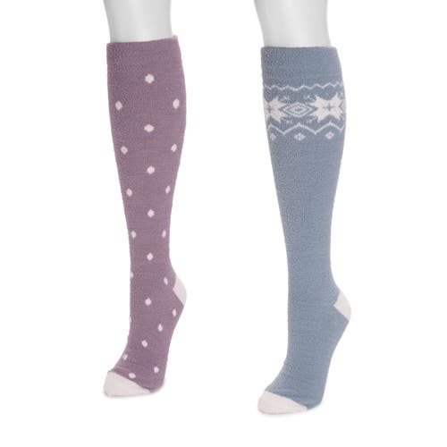 Muk Luks Compression Cozy Tall Sock 2 Pair Pack In Multi