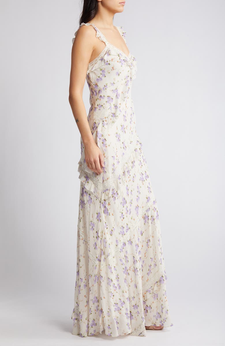 LoveShackFancy Radiance Floral Ruffle Maxi Dress, Alternate, color, 