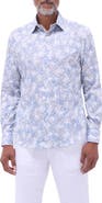 Bugatchi Julian Shaped Fit Leaf Print Stretch Cotton Button-Up Shirt