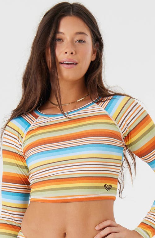 Roxy Stripe Long Sleeve Crop Rashguard In Multi
