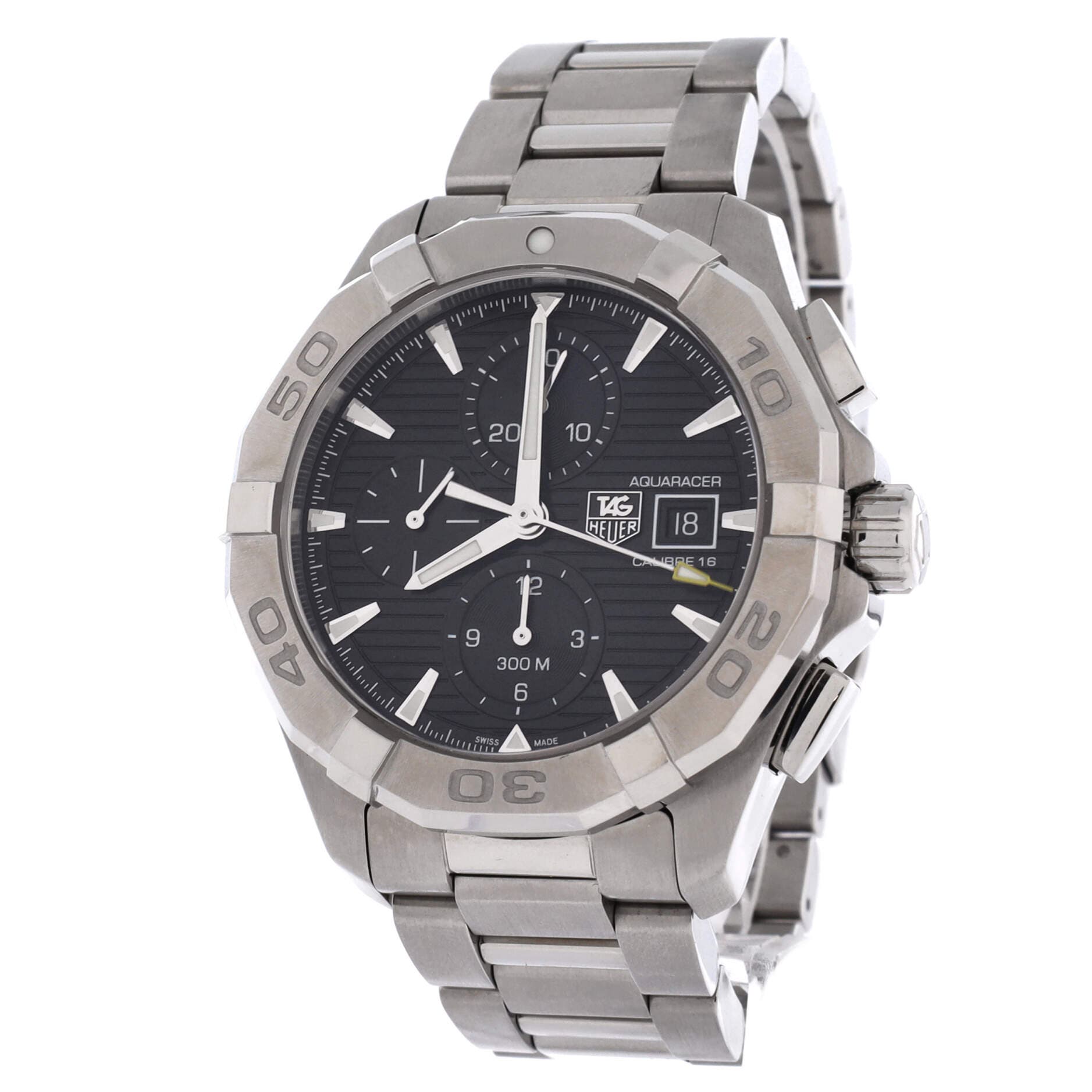Aquaracer 300M Calibre 16 Chronograph Automatic Watch Stainless Steel 43, Alternate, color, Metallic Silver