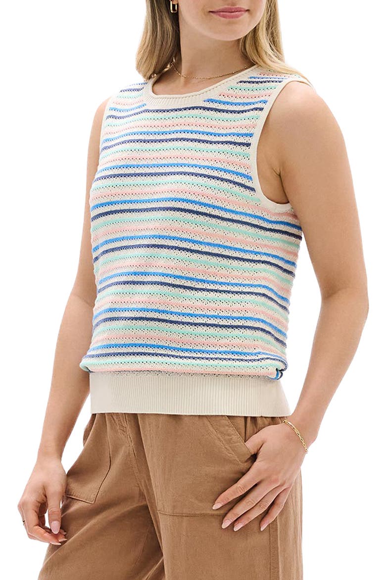 Kate Stripe Cotton Sweater Vest, Alternate, color, NATURAL
