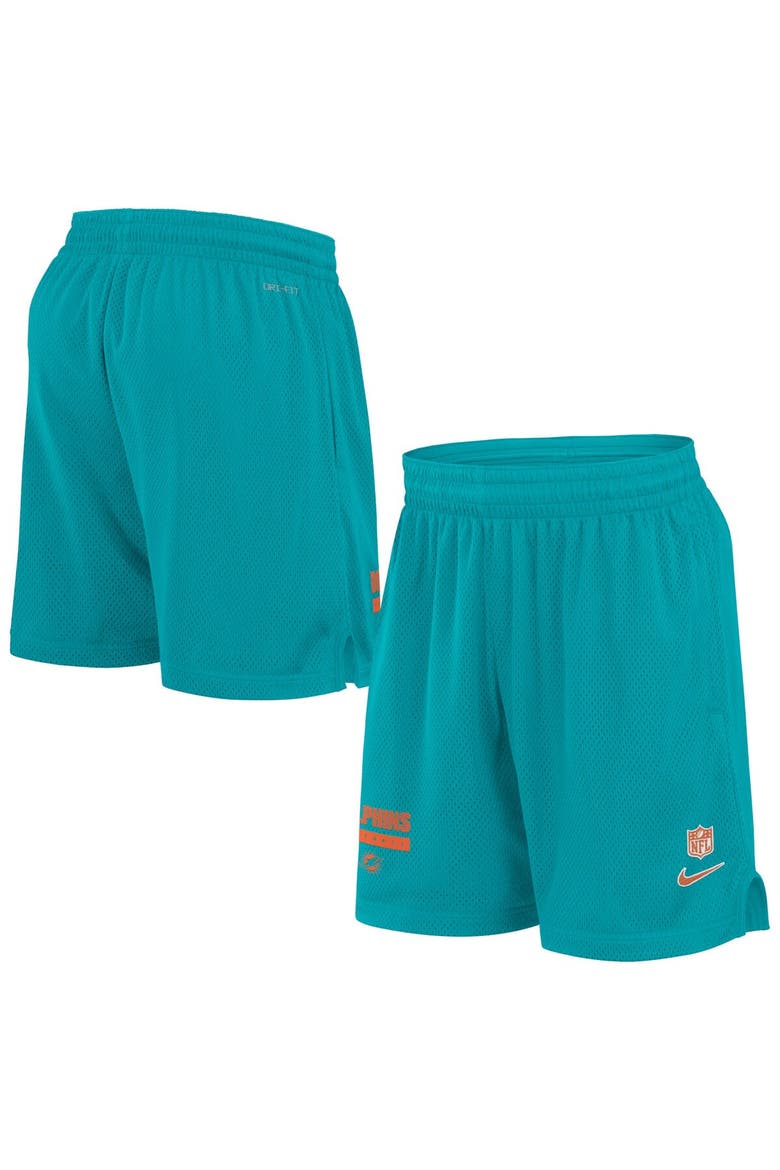 Men's Nike Aqua Miami Dolphins 2024 Sideline Performance Mesh Shorts, Main, color, Aqua