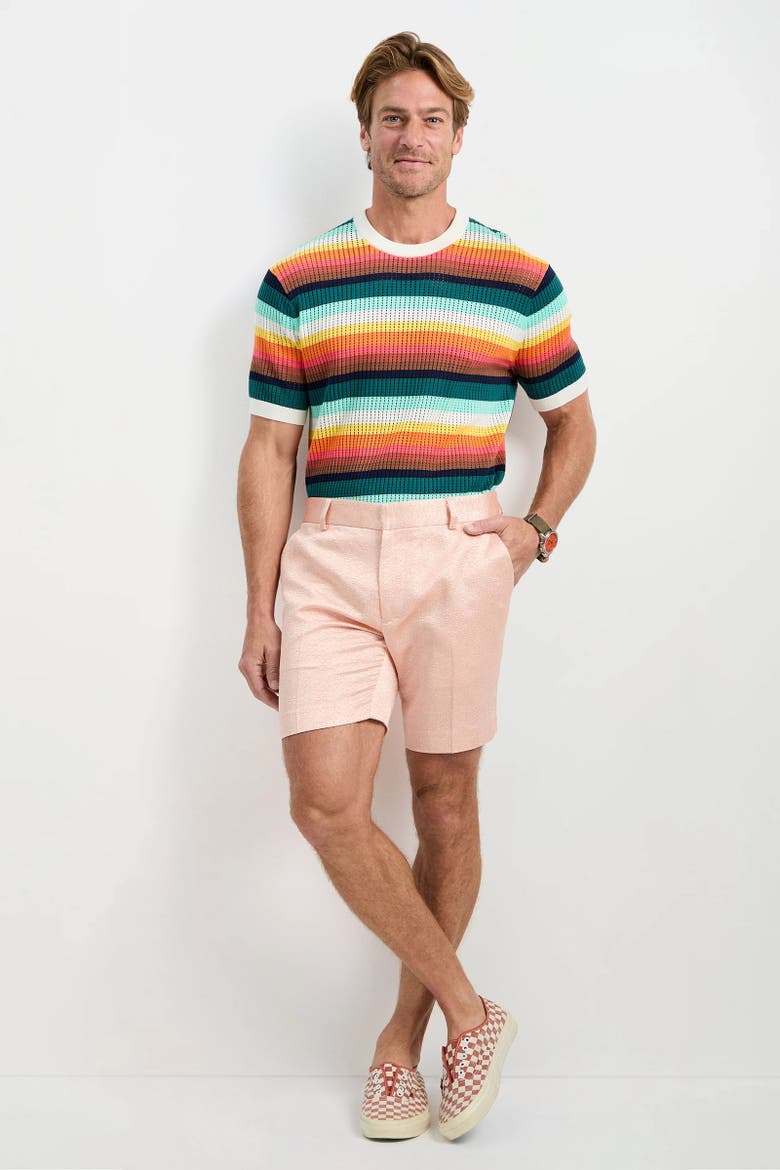 Clyde Short Metallic Jacquard, Alternate, color, Palazzo Pink