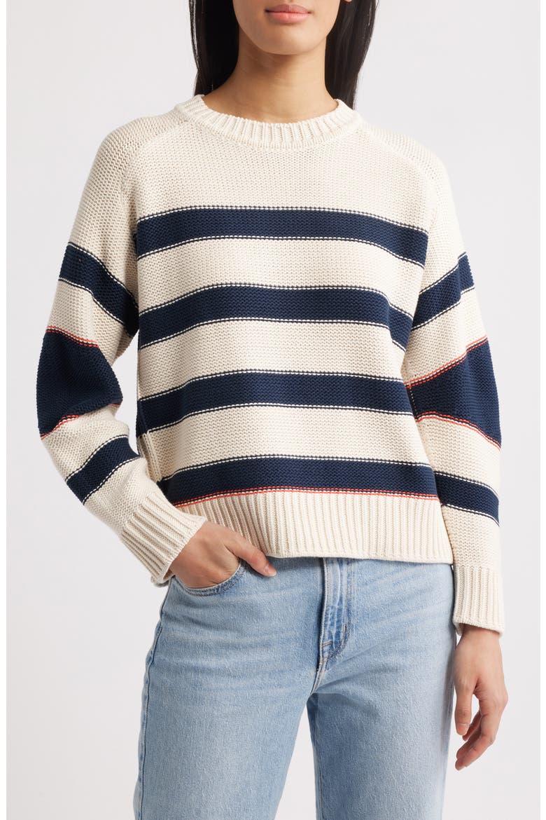 Angle Stripe Sweater, Main, color, NATURAL/ NAVY