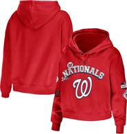 WEAR by Erin Andrews Women's WEAR by Erin Andrews Red Washington Nationals Modest Patches Cropped Pullover Hoodie