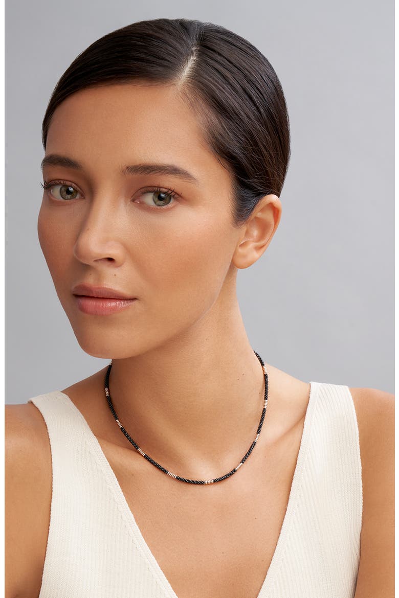 Black Caviar Ceramic Station Necklace, Alternate, color, BLACK