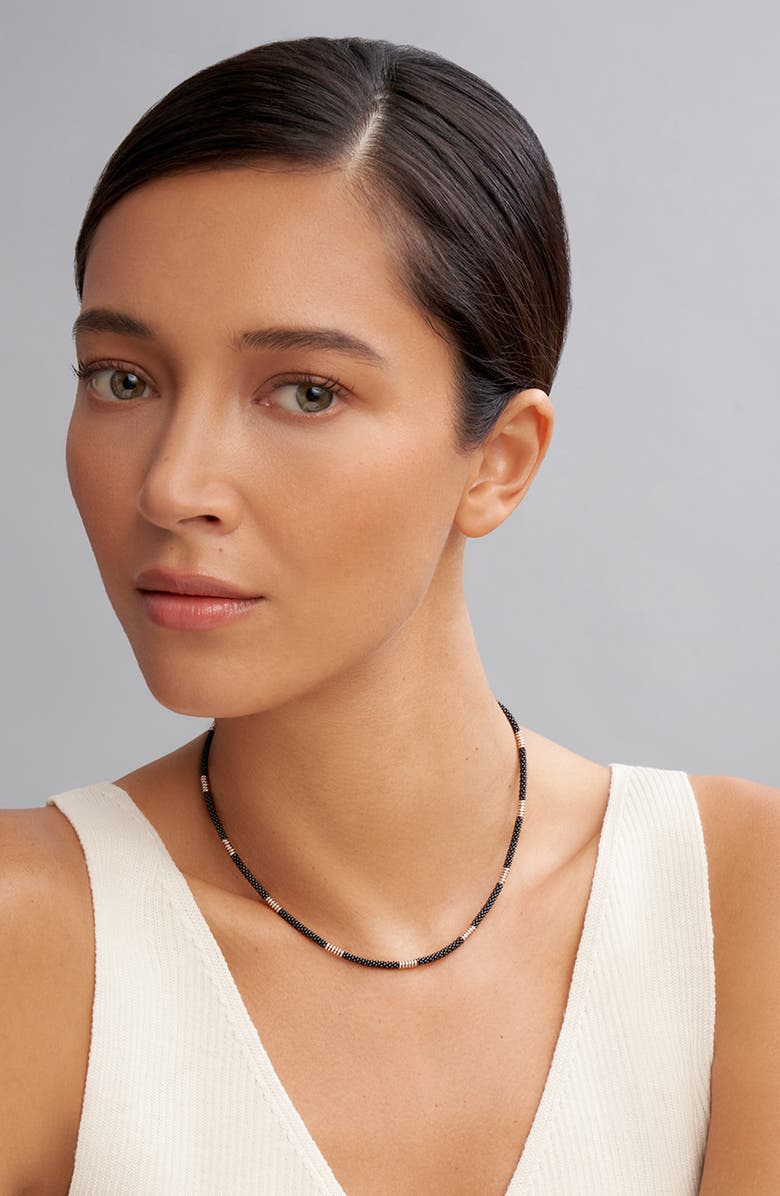 LAGOS Black Caviar Ceramic Station Necklace, Alternate, color, Black