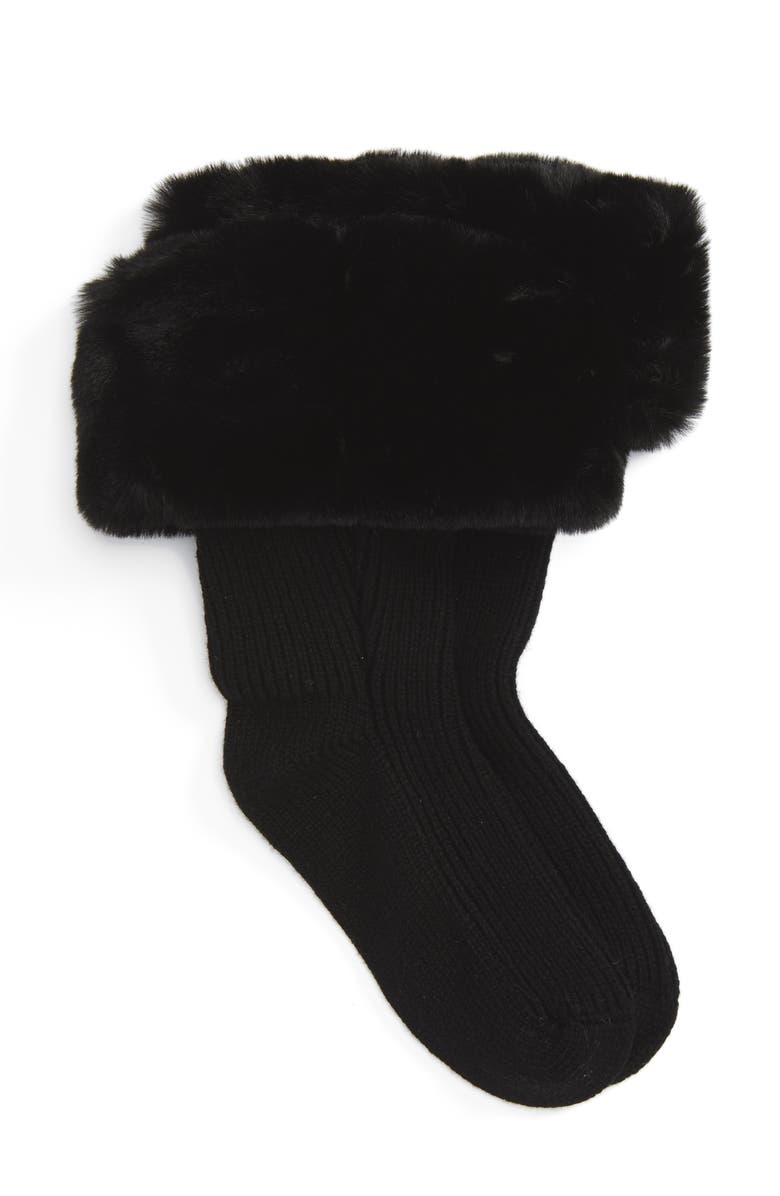 UGG<sup>®</sup> Rain Boot Socks with Faux Fur Cuff, Main, color, 