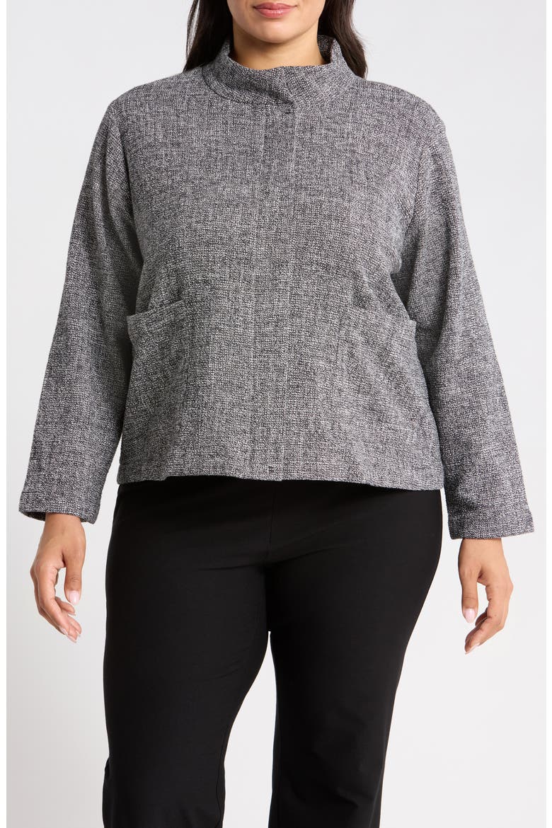 Stand Collar Jacket, Alternate, color, BLACK WHITE