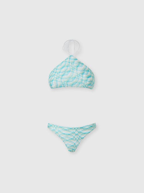 Missoni Bikini In Shaded Lamé Viscose With Halterneck Top in White & Light Blue at Nordstrom, Size 40