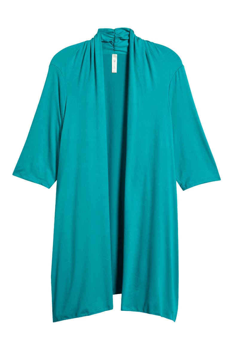 Open Front Long Cardigan, Alternate, color, JADE