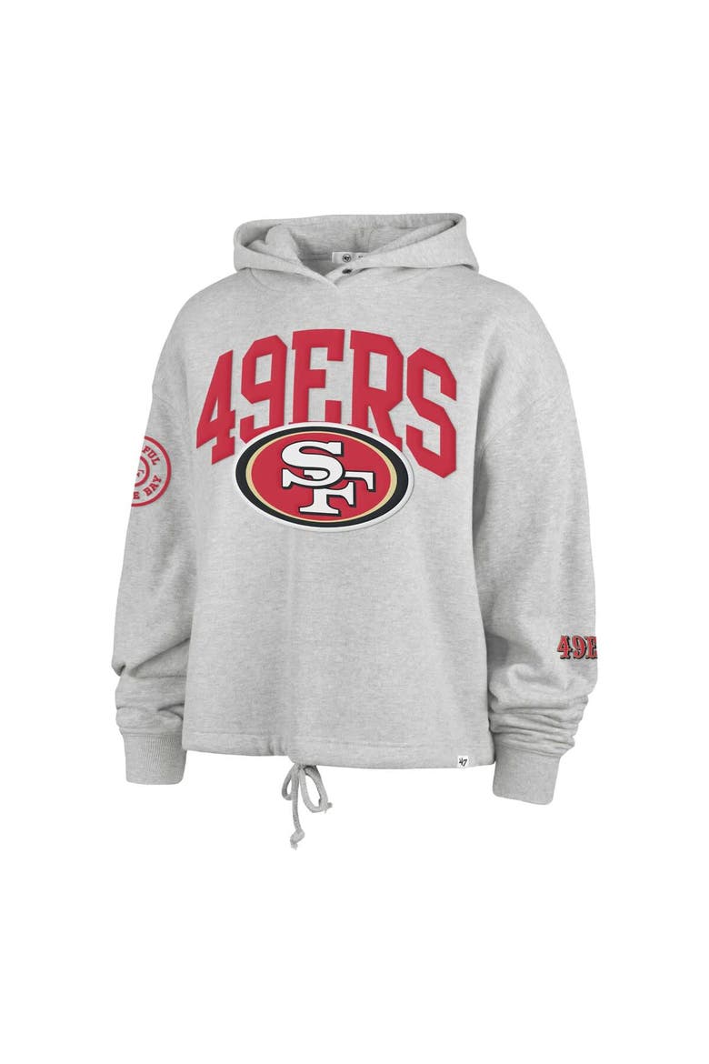 Women's '47 Heather Gray San Francisco 49ers High Hopes Long Sleeve Cropped Hoodie, Alternate, color, Heather Gray