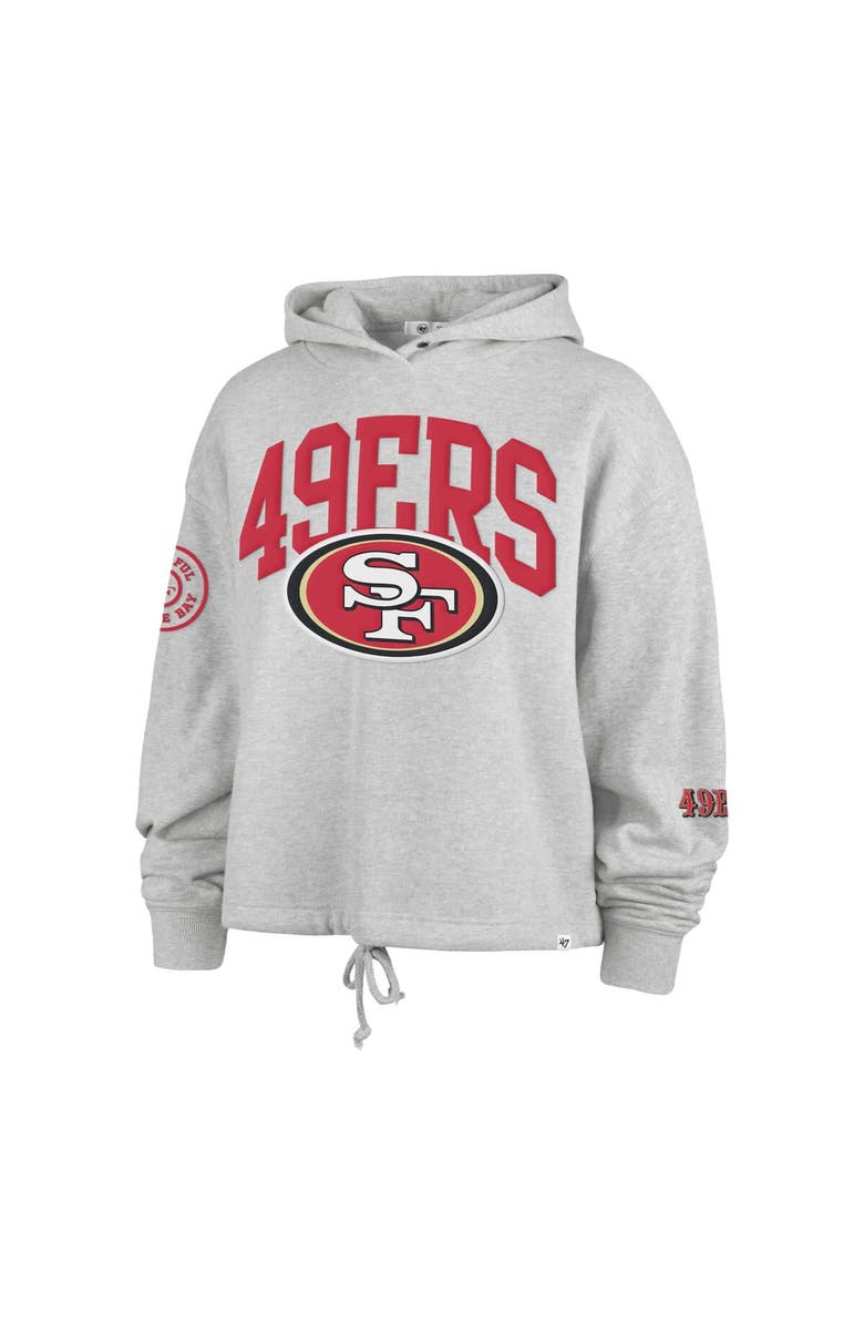 '47 Women's '47 Heather Gray San Francisco 49ers High Hopes Long Sleeve Cropped Hoodie, Alternate, color, Heather Gray